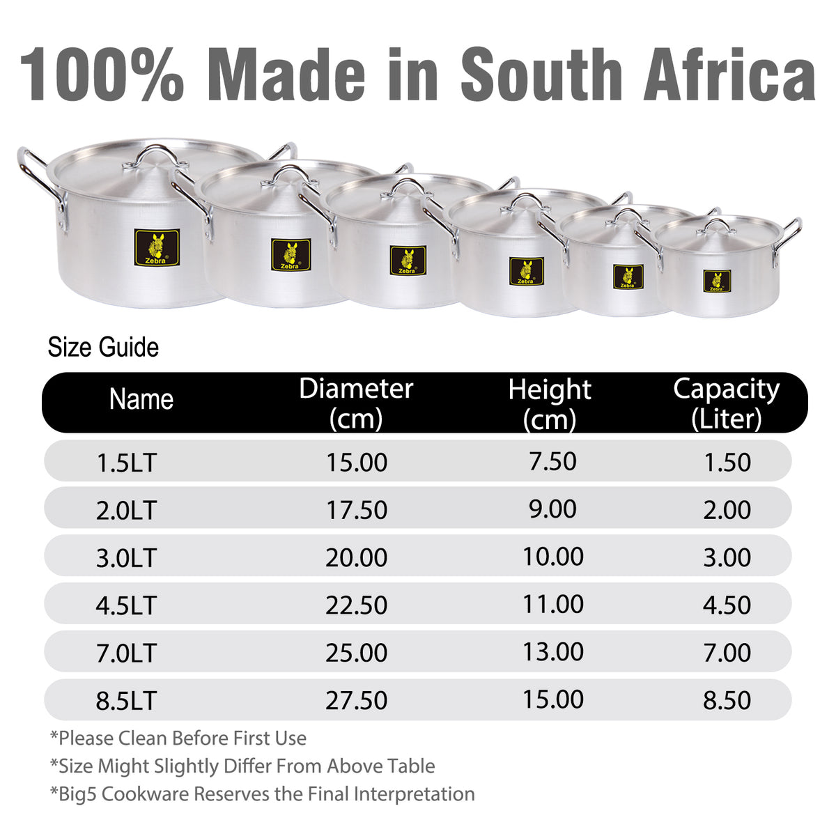 Zebra Q7 Jumbo Pots Set Big5 Cookware Factory Shop