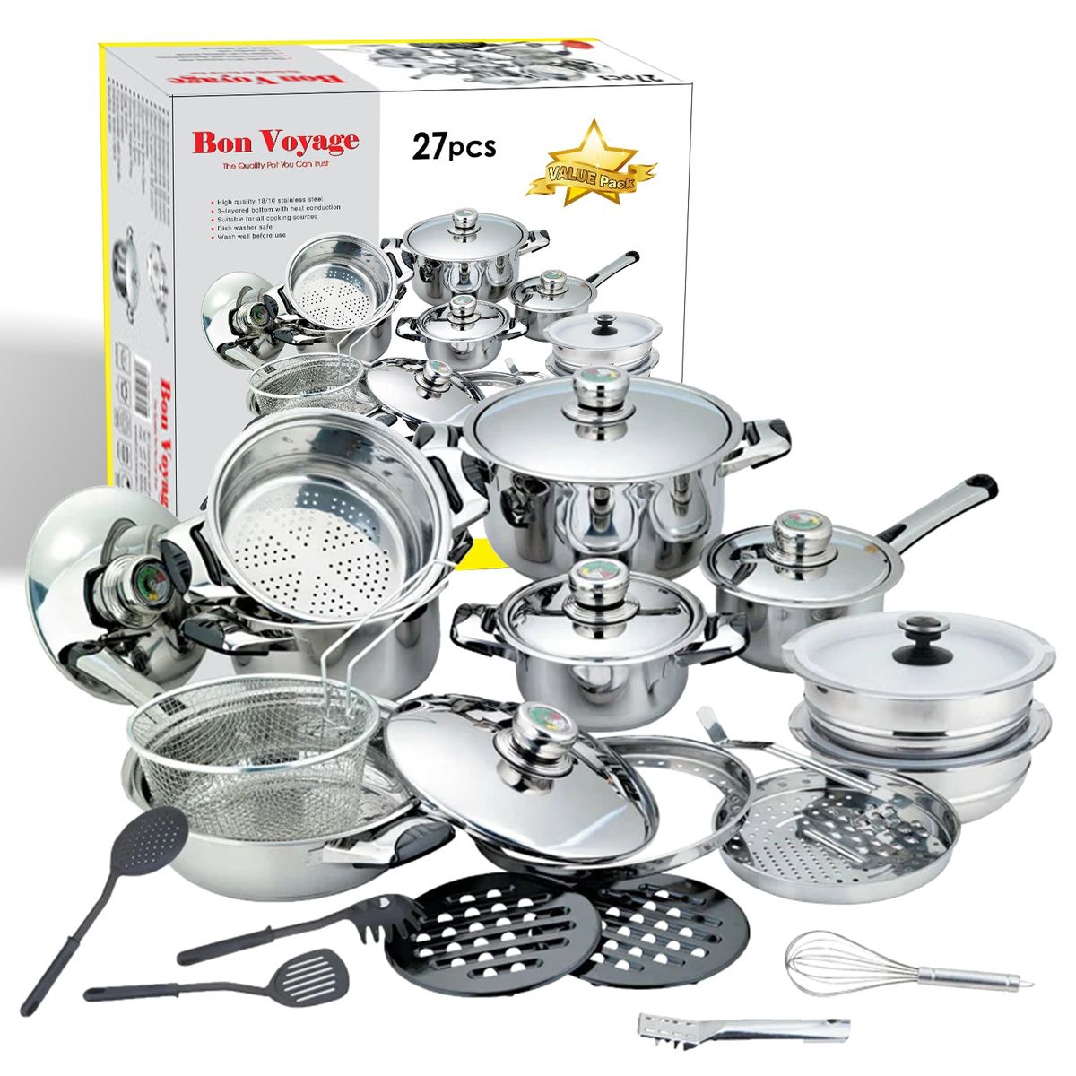 Elevate Your Culinary Experience with the Bon Voyage 27-Piece Stainles ...
