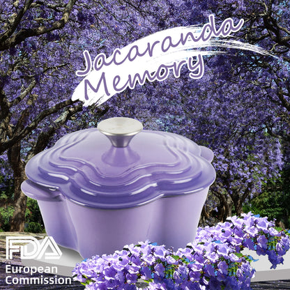 La Cocina 2QT 2-Litre Jacaranda Love Cast Iron 20cm Enamelled Casserole Pot - Big5 Cookware Factory Shop