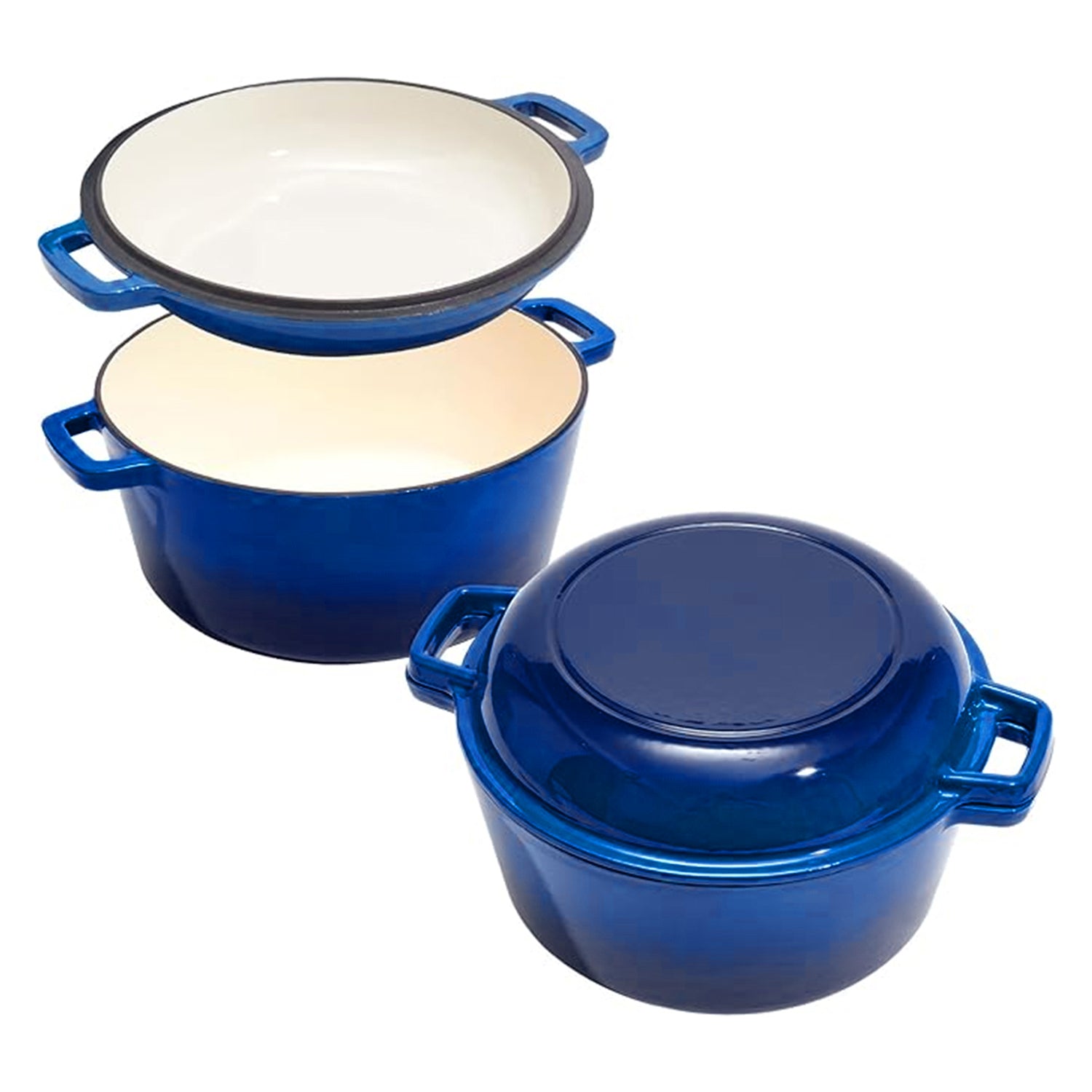 La Cocina Cast Iron 2 in 1 Casserole with Frypan Lid 26cm (one pot only) - Big5 Cookware Factory Shop