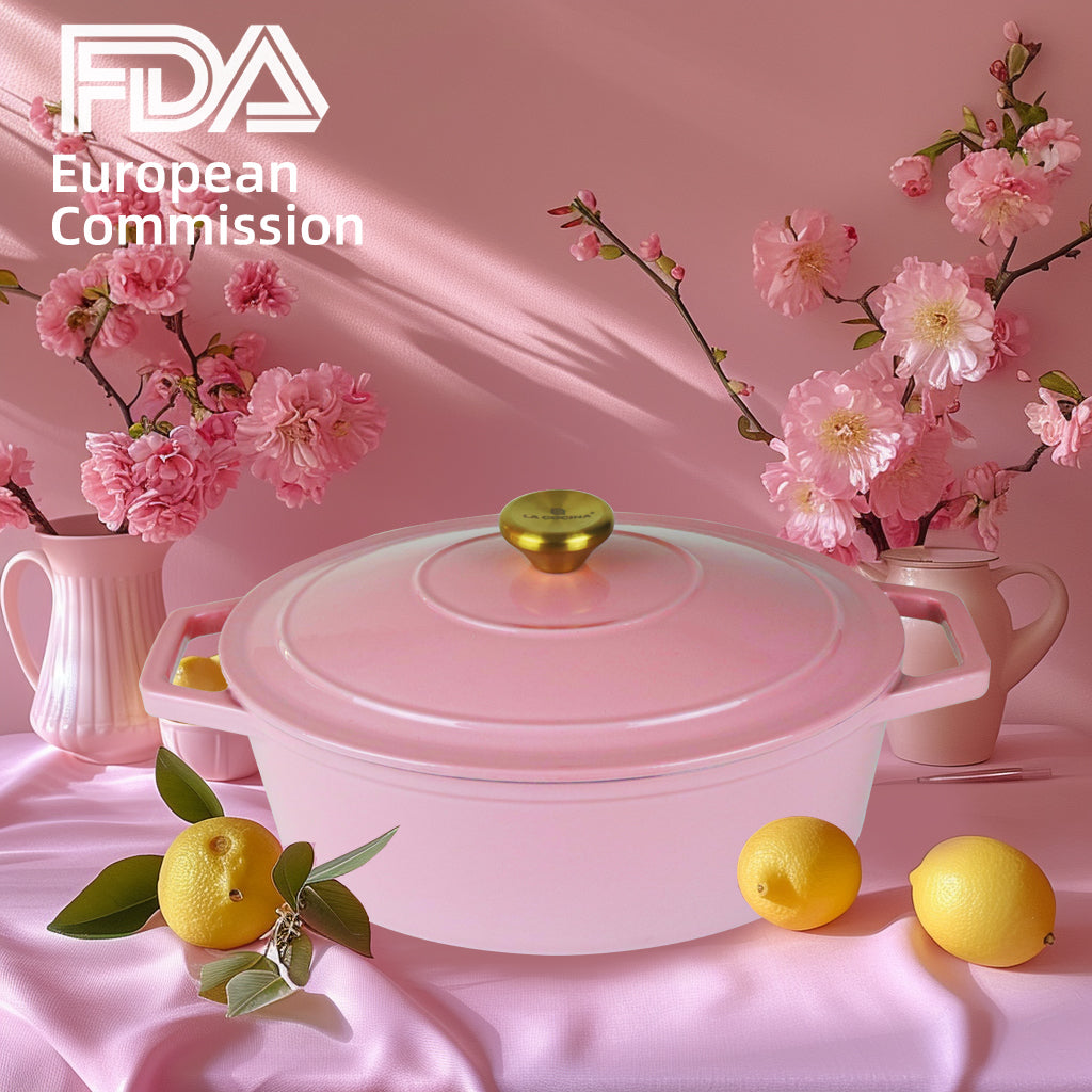 La Cocina 5 Piece Pink Limited Edition Cast Iron Enamel Cookware Set - Big5 Cookware Factory Shop