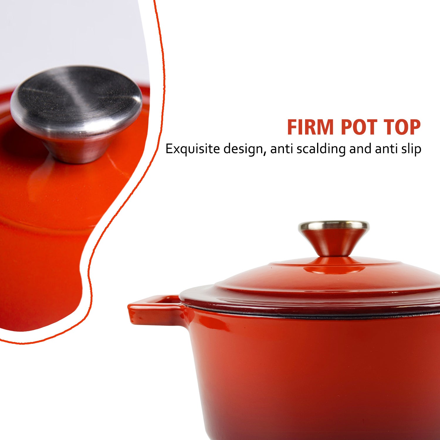 BV Cast Iron Round Casserole Pot 20cm - Big5 Cookware Factory Shop