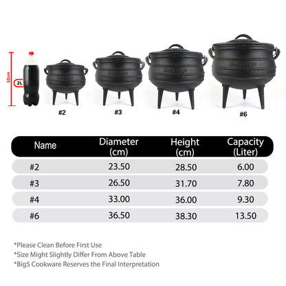 Bon Voyage 3-Leg Cast Iron Potjie Pot - Big5 Cookware Factory Shop