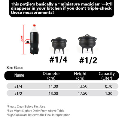 Bon Voyage 3-Leg Cast Iron Potjie Pot - Big5 Cookware Factory Shop
