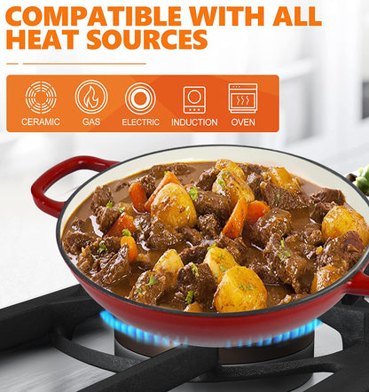 La Cocina Cast Iron Shallow Round Casserole Paella Pot 30cm 3.5L (one pot only) - Big5 Cookware Factory Shop