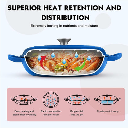 La Cocina 30cm Amazon Blue Cast Iron Shallow Round Casserole Paella Pot - 3.5 Liter - Big5 Cookware Factory Shop