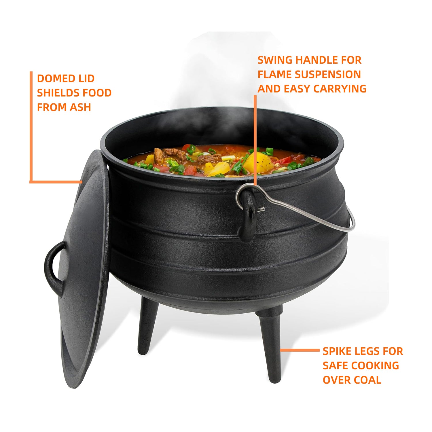 Bon Voyage 3-Leg Cast Iron Potjie Pot - Big5 Cookware Factory Shop