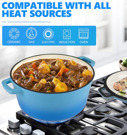 La Cocina Cast Iron 2 in 1 Casserole with Frypan Lid 26cm (one pot only) - Big5 Cookware Factory Shop