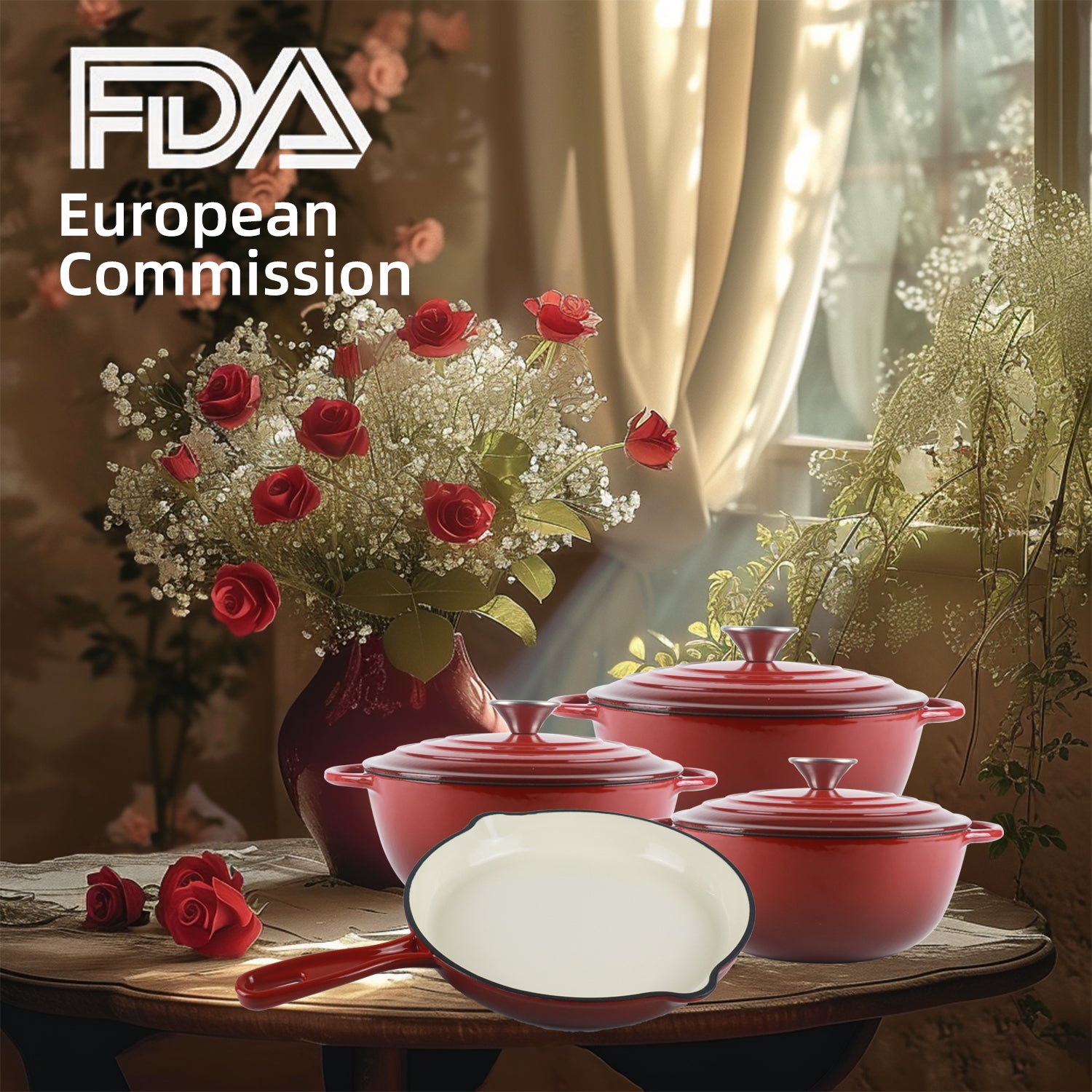 La Cocina 7 Piece African Red Cast Iron Enamel Cookware Set - Big5 Cookware Factory Shop