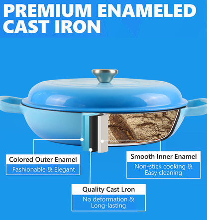 La Cocina Cast Iron Shallow Round Casserole Paella Pot 30cm 3.5L (one pot only) - Big5 Cookware Factory Shop