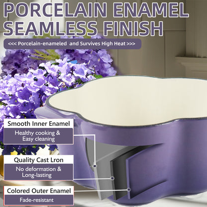 La Cocina 2QT 2-Litre Jacaranda Love Cast Iron 20cm Enamelled Casserole Pot - Big5 Cookware Factory Shop