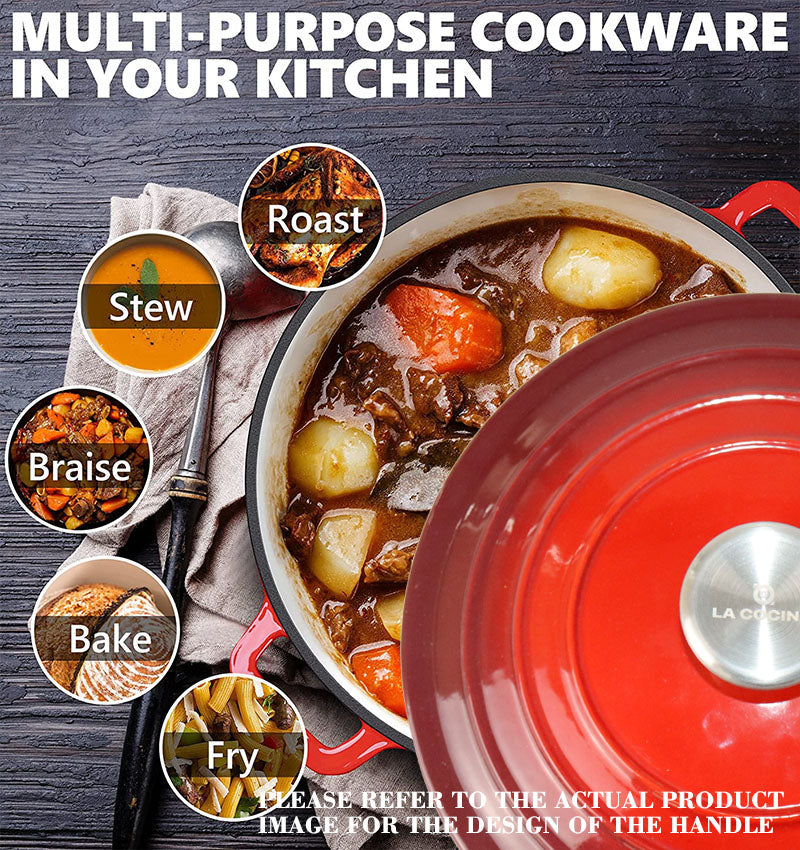 La Cocina Cast Iron Round Casserole 25cm 4.7L (one pot only) - Big5 Cookware Factory Shop