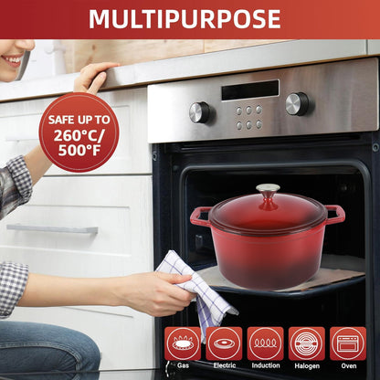 La Cocina 6QT 5.6-Litre Africa Red Cast Iron 26cm Enamelled Round Casserole Pot - Big5 Cookware Factory Shop