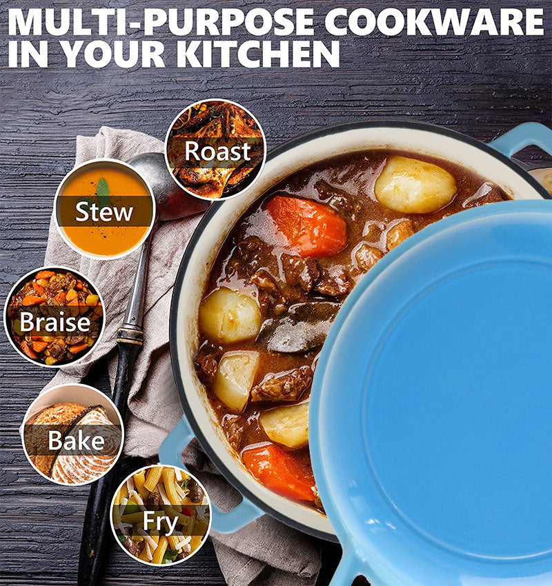 La Cocina Cast Iron 2 in 1 Casserole with Frypan Lid 26cm (one pot only) - Big5 Cookware Factory Shop