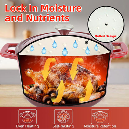 La Cocina 6QT 5.6-Litre Africa Red Cast Iron 26cm Enamelled Round Casserole Pot - Big5 Cookware Factory Shop