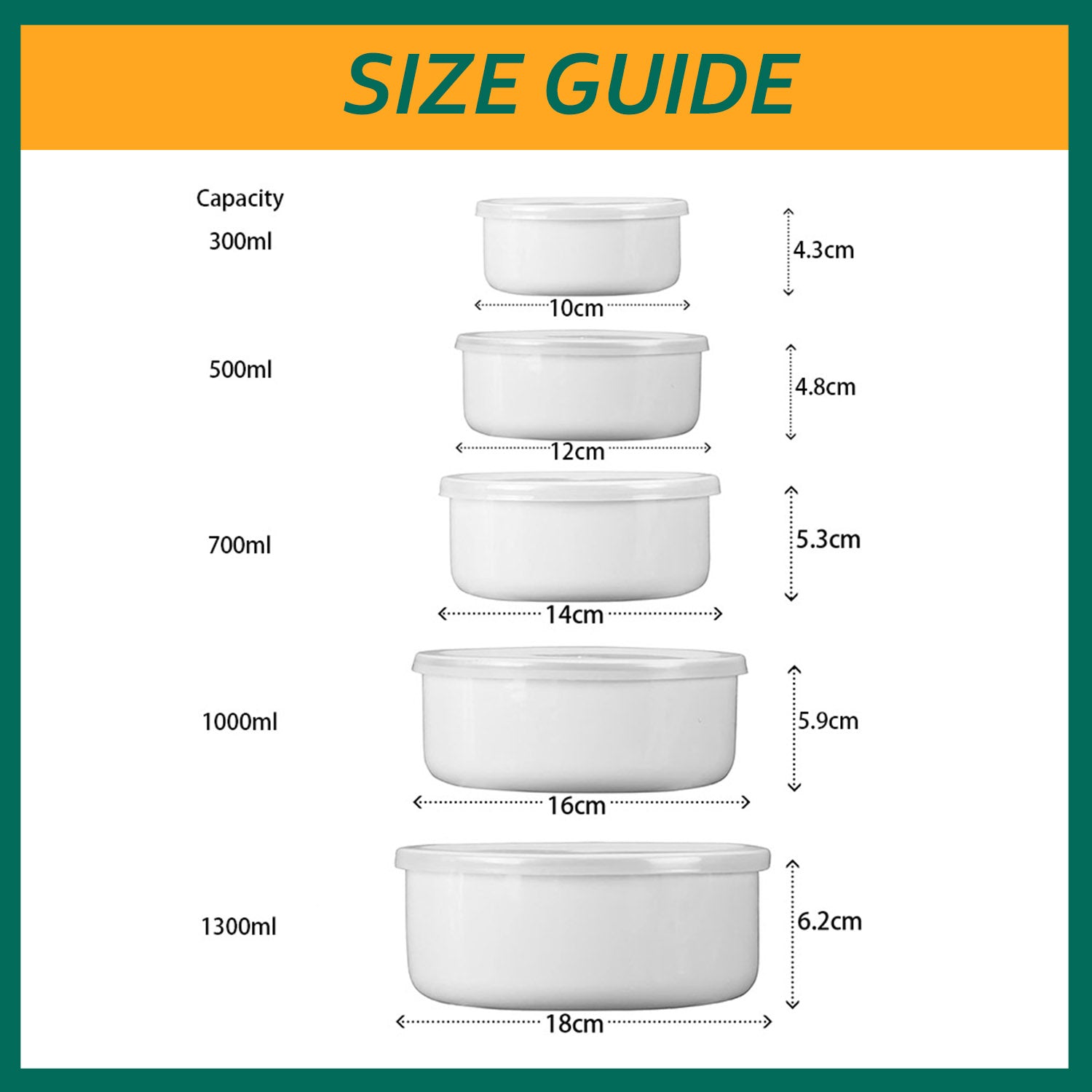New World Enamel Storage Bowl Set (5 bowls & 5 lids, Randomly Delivered with Different Decorated Patterns) - Big5 Cookware Factory Shop