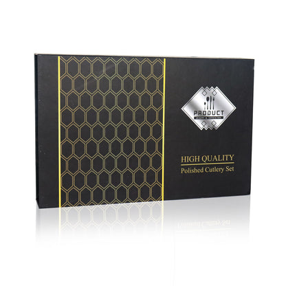 24 Piece Stainless Steel Black Gift Box Cutlery Set - Big5 Cookware Factory Shop