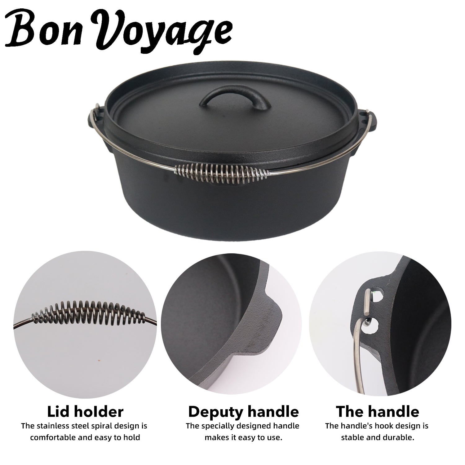 Bon Voyage Cast Iron Dutch Oven Potjie Pot - Big5 Cookware Factory Shop