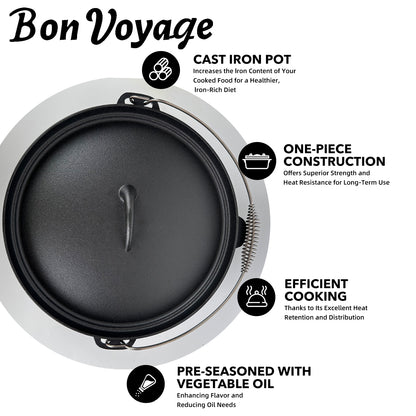 Bon Voyage Cast Iron Dutch Oven Potjie Pot - Big5 Cookware Factory Shop