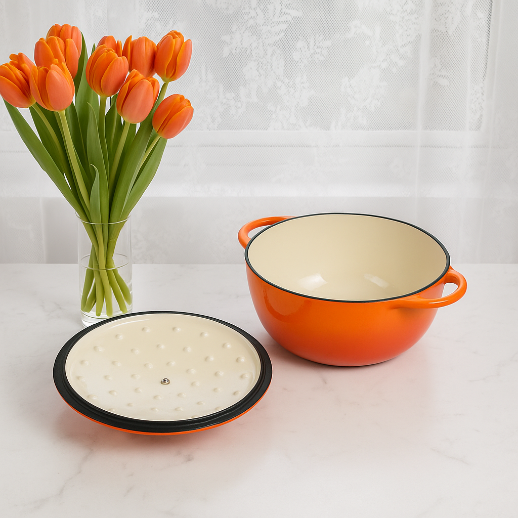 調理器具 en boca La Cocina 7pc Amber Cast Iron Enamel Cookware Set | Big5 Cookware
