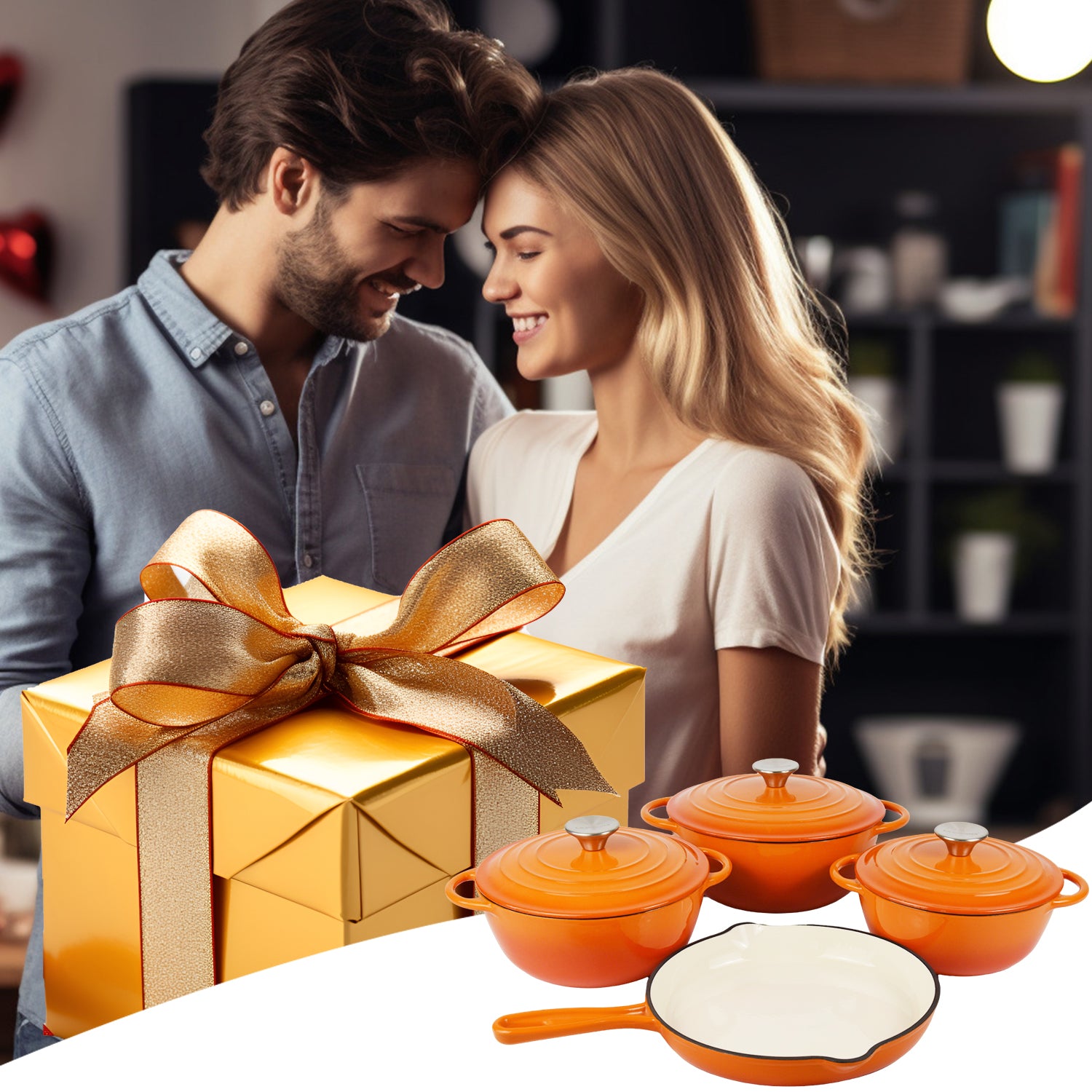 La Cocina 7pc Amber Cast Iron Enamel Cookware Set | Big5 Cookware