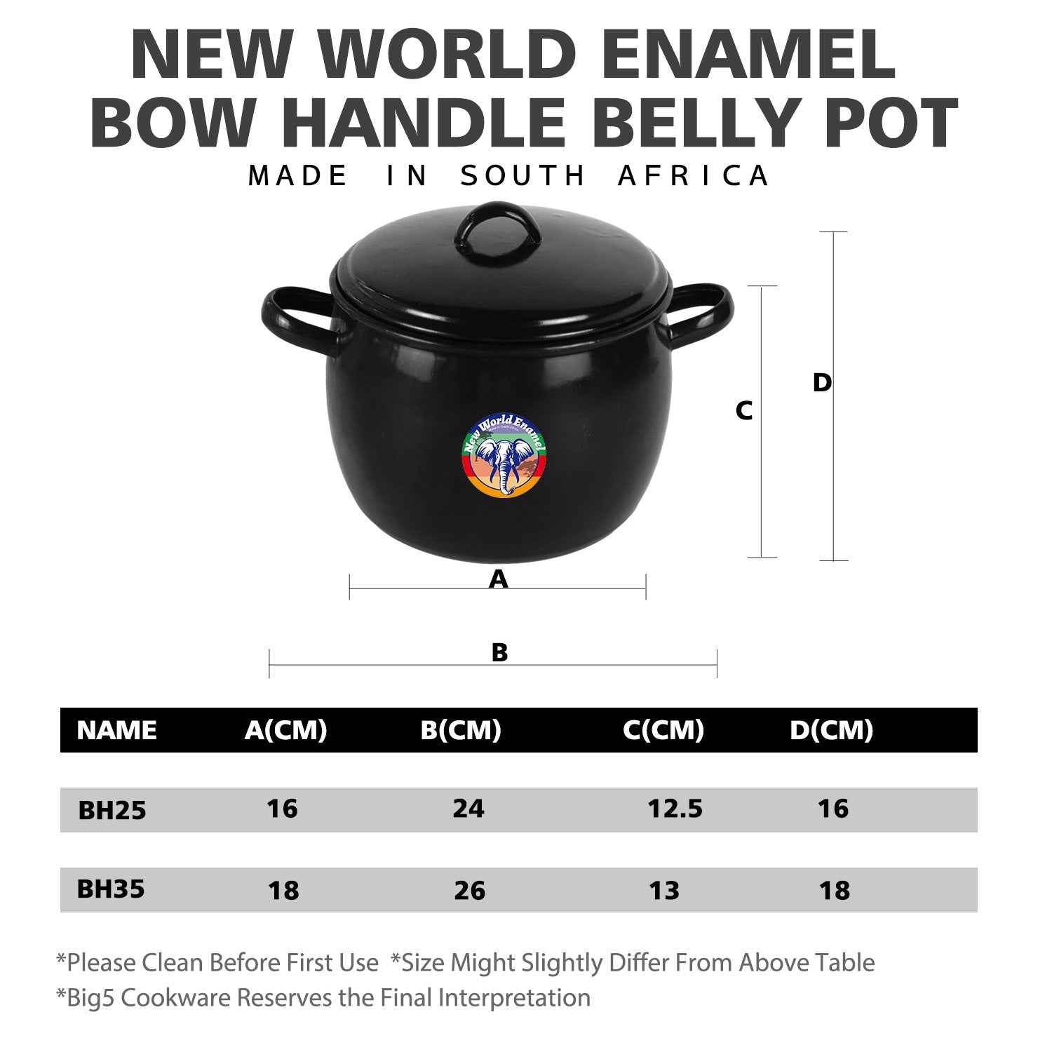 New World Enamel Bow Handle Belly Pot - Big5 Cookware Factory Shop