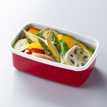 Enamel Rectangular Food Container Butter Dish with Plastic Lid (for 250g butter) - Big5 Cookware Factory Shop