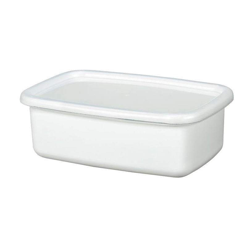 Enamel Rectangular Food Container Butter Dish with Plastic Lid (for 250g butter) - Big5 Cookware Factory Shop