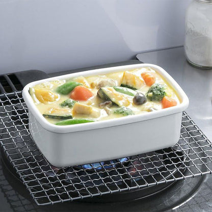 Enamel Rectangular Food Container Butter Dish with Plastic Lid (for 250g butter) - Big5 Cookware Factory Shop