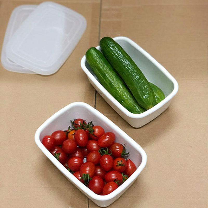 Enamel Rectangular Food Container Butter Dish with Plastic Lid (for 250g butter) - Big5 Cookware Factory Shop