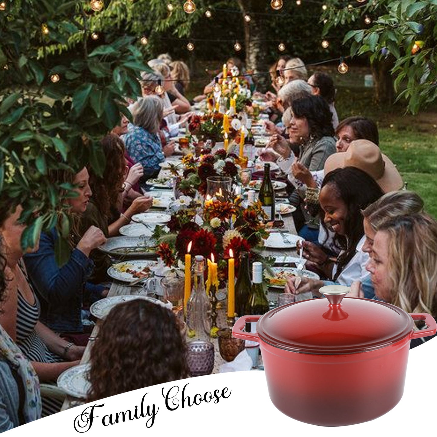 La Cocina 6QT 5.6-Litre Africa Red Cast Iron 26cm Enamelled Round Casserole Pot - Big5 Cookware Factory Shop
