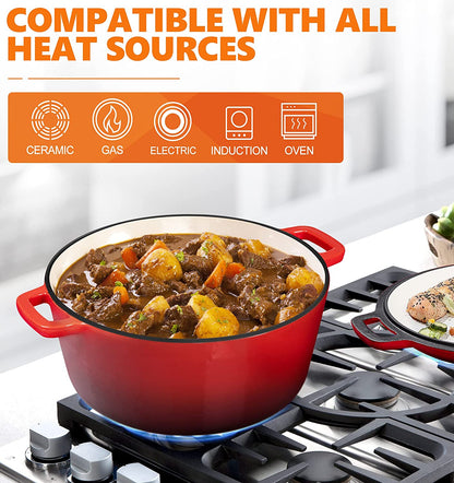 La Cocina Cast Iron 2 in 1 Casserole with Frypan Lid 26cm (one pot only) - Big5 Cookware Factory Shop