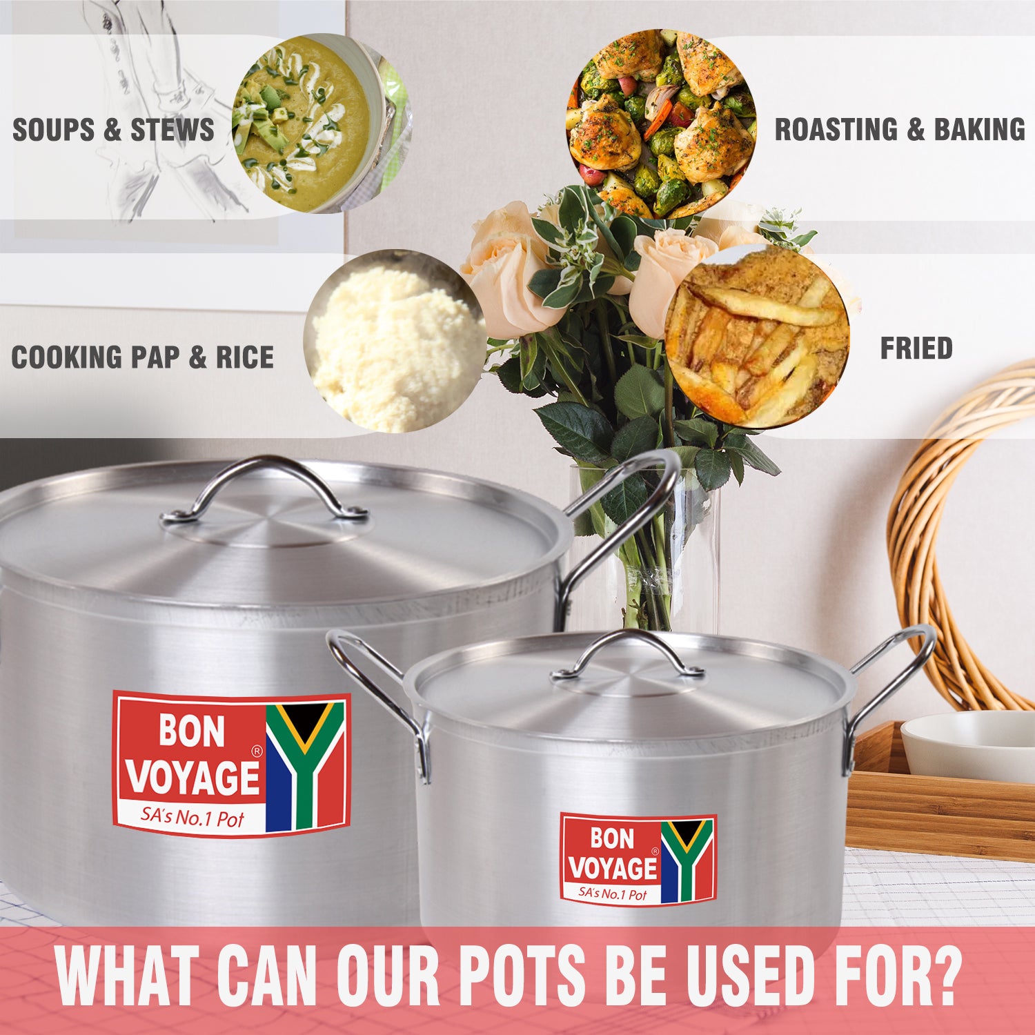 Bon Voyage Heavy Duty Catering Pots Stew Pan Stockpot Set NC3 - Big5 Cookware Factory Shop