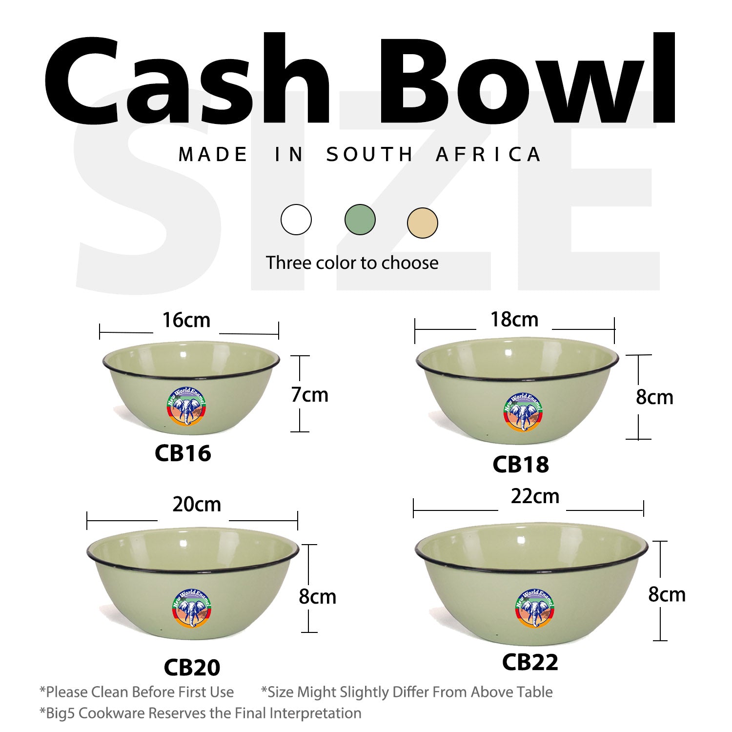 New World Enamel Cash Bowl - Big5 Cookware Factory Shop