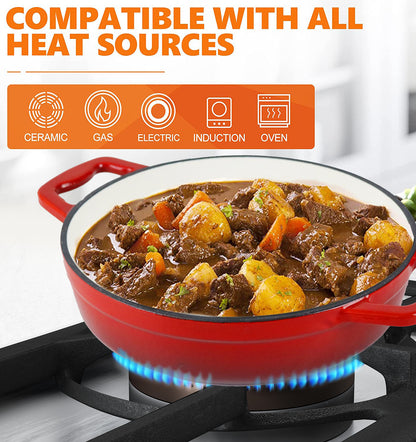 La Cocina Cast Iron Shallow Casserole 22cm 1.9L (one pot only) - Big5 Cookware Factory Shop