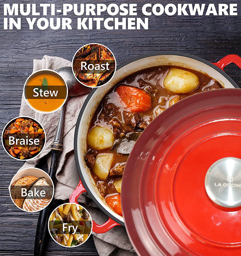 La Cocina Cast Iron Shallow Casserole 22cm 1.9L (one pot only) - Big5 Cookware Factory Shop