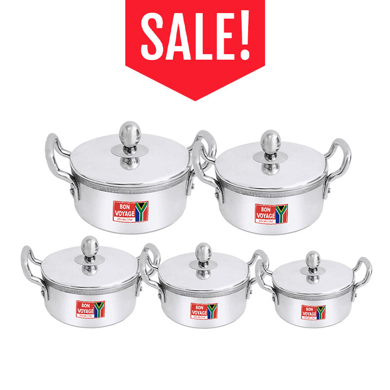 Sapphire 10PC Aluminium Casseroles With Solid Handles - Big5 Cookware Factory Shop
