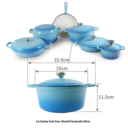 La Cocina Cast Iron Round Casserole 25cm 4.7L (one pot only) - Big5 Cookware Factory Shop