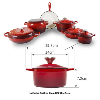 La Cocina Cast Iron Mini Casserole 14cm 0.95L - Big5 Cookware Factory Shop
