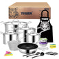 Tiger Stainless Steel 29 Piece Cookware Set - Stainless Steel Lid Edition - Big5 Cookware Factory Shop