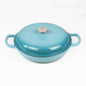 La Cocina 30cm Turquoise Cast Iron Shallow Round Casserole Paella Pot - 3.5 Liter - Big5 Cookware Factory Shop