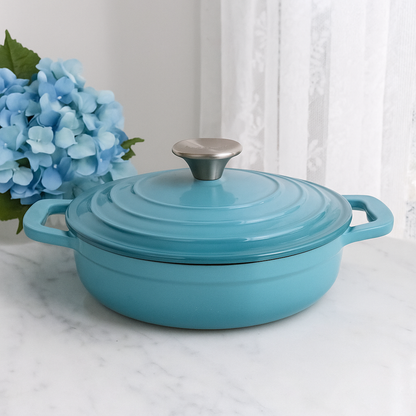La Cocina Cast Iron Shallow Casserole 22cm 1.9L (one pot only) - Big5 Cookware Factory Shop