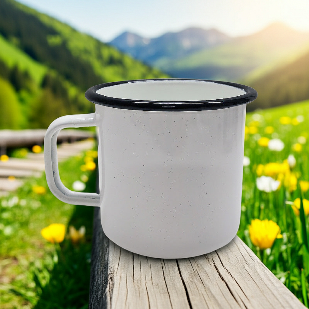 Agate Premier Quality Color Enamel Mug 9cm Glossy White Flake - Big5 Cookware Factory Shop