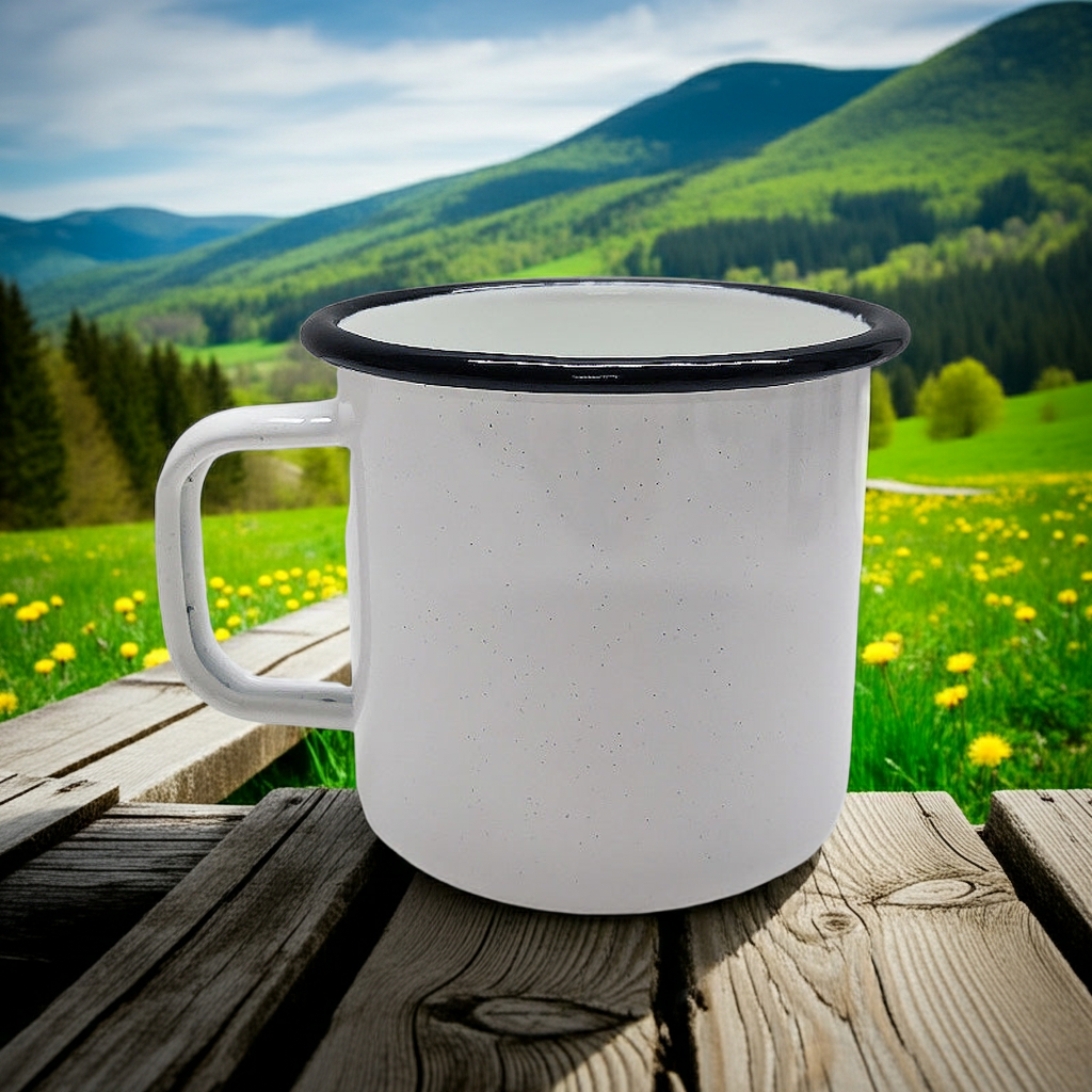 Agate Premier Quality Color Enamel Mug 9cm Glossy White Flake - Big5 Cookware Factory Shop