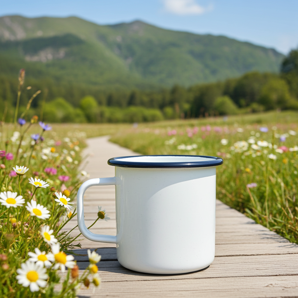 Agate Premier Quality Color Enamel Mug 9cm Glossy White Flake - Big5 Cookware Factory Shop