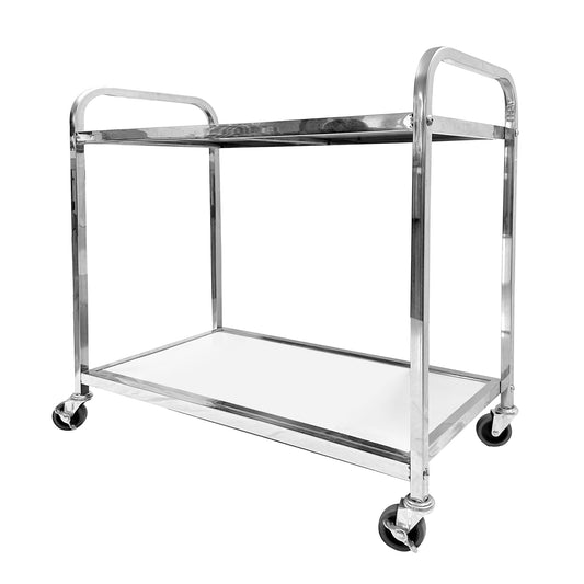 Stainless Steel 2 Tier Wood Board Trolley, Utility Cart - Big5 Cookware Factory Shop