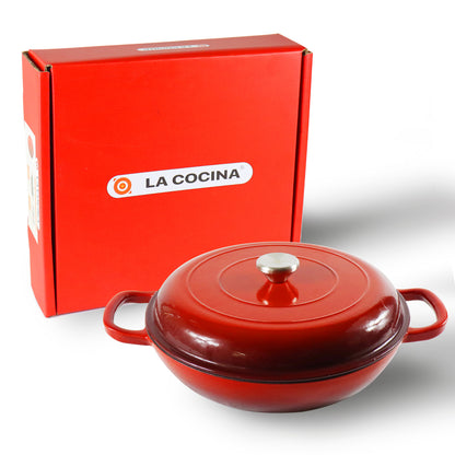 La Cocina Cast Iron Shallow Round Casserole Paella Pot 30cm 3.5L (one pot only) - Big5 Cookware Factory Shop