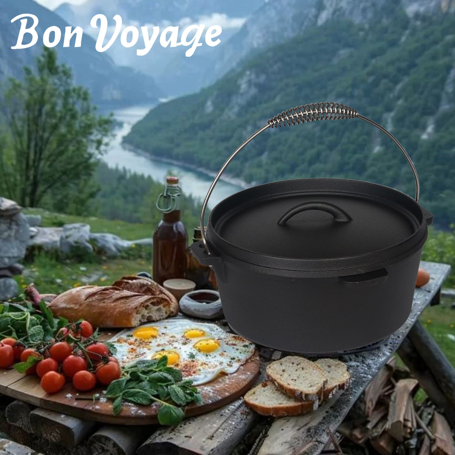 Bon Voyage 7pc Pre-Seasoned Cast Iron Camping Cookware Set