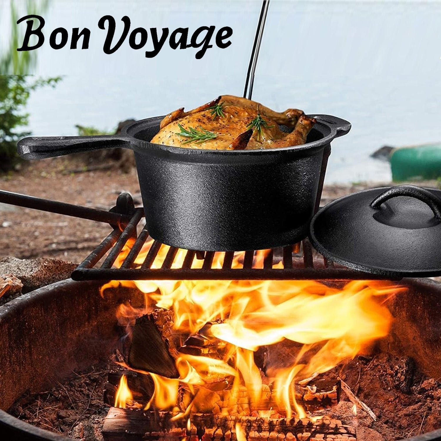 Bon Voyage 7pc Pre-Seasoned Cast Iron Camping Cookware Set