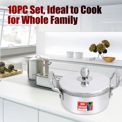 Sapphire 10PC Aluminium Casseroles With Solid Handles - Big5 Cookware Factory Shop